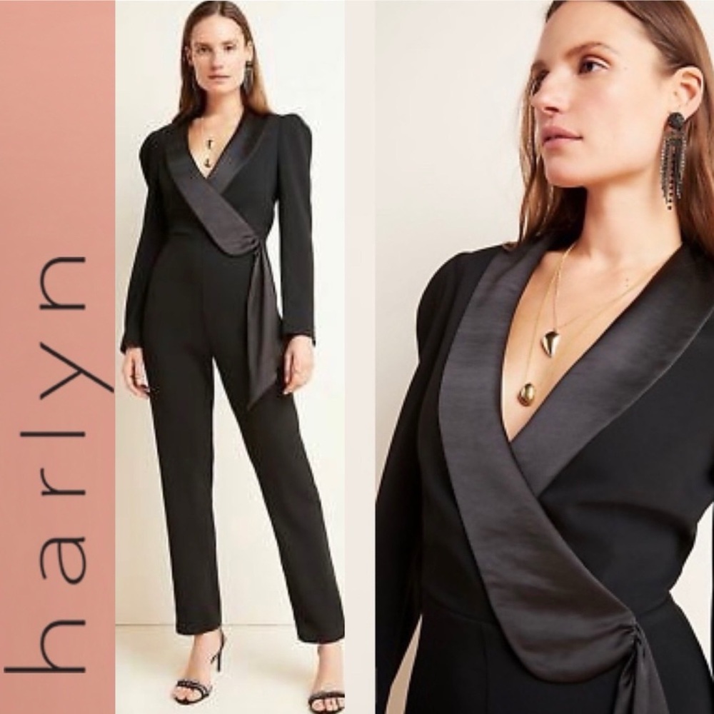 NWT Anthropologie Harlyn Tesorina Tuxedo Elegant Jumpsuit